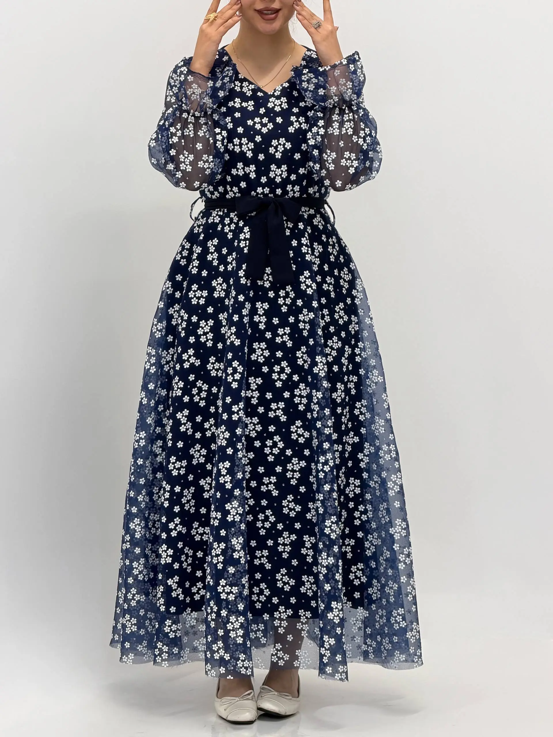 3844-پیراهن ماکسی بابونه